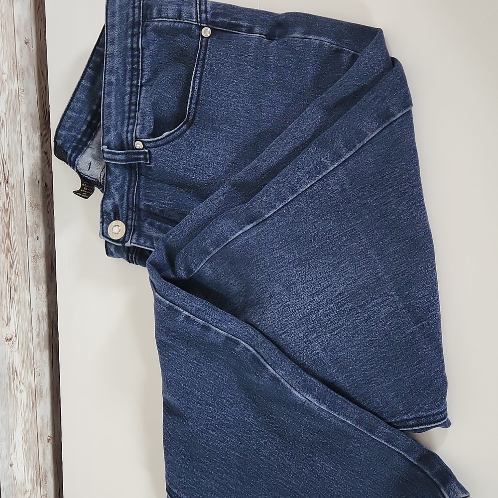 Dkin, Women's blue denim jeans, clear stones, silver embroidery on back pockets. - Picture 11 of 12